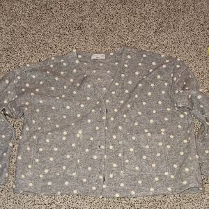 Madewell Texture & Thread Gray and Cream Snowball Raised Polka Dot Sweater Xl